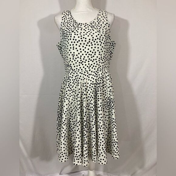 41 Hawthorn Dress Women’s L White Black Polka Dot Fit & Flare Sleeveless Chic - Picture 2 of 10